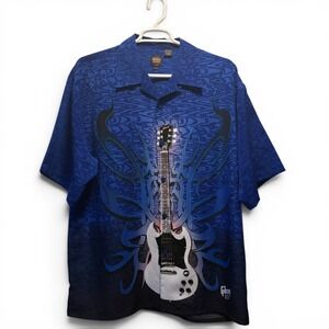 Gibson Tour Wear by Dragonfly Blue SG Guitar Tribal Graphic Shirt Mens XXL